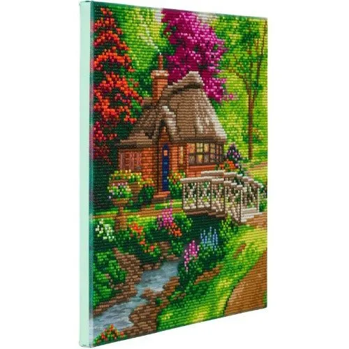 "Friendship Cottage" Crystal Art Canvas by Thomas Kinkade 30x30cm