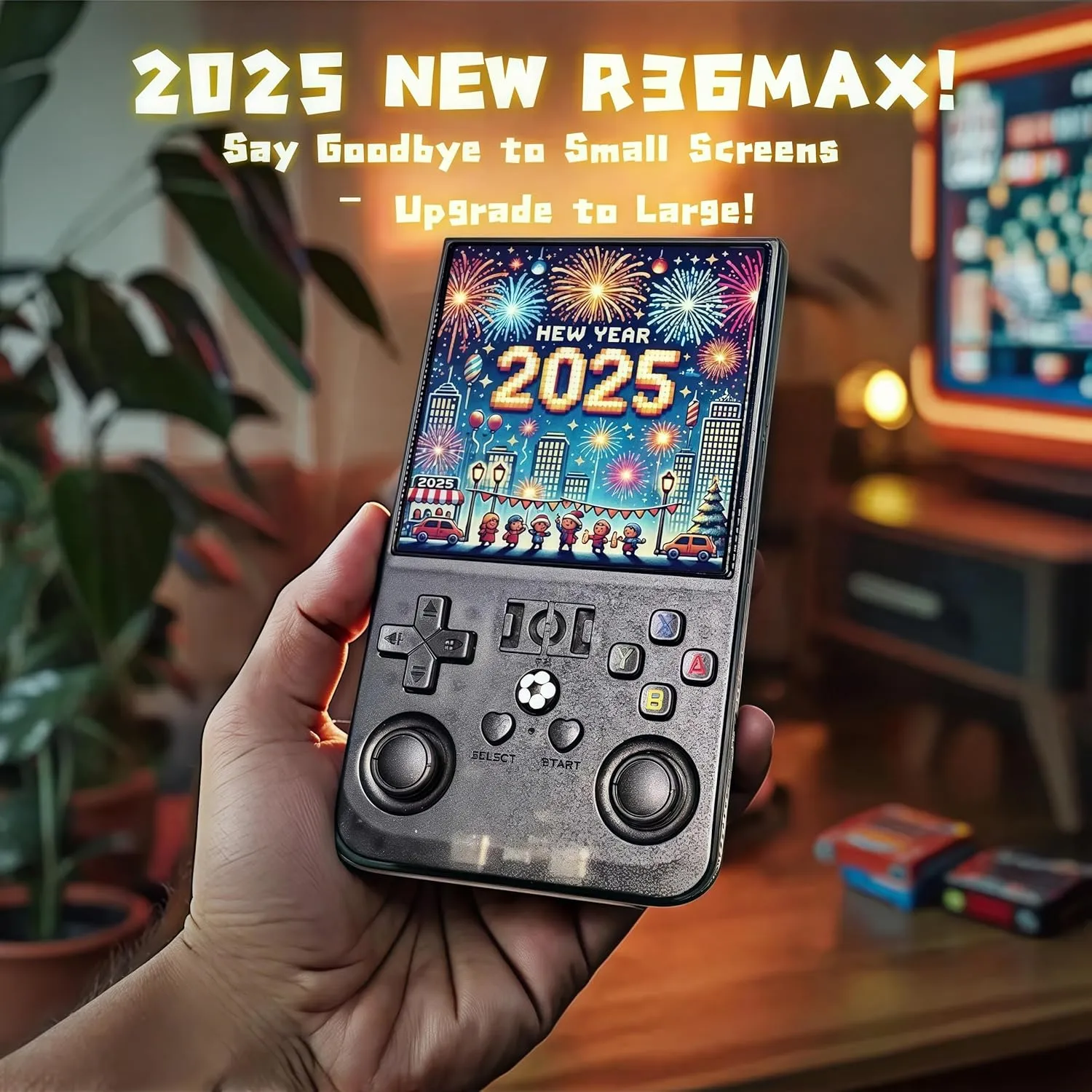 R36Max Handheld Game Console - Preloaded 18000  Classic Games, for Gamer Dads Video Game Console (64Gb Translucent Grey)