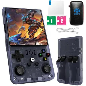 R36Max Handheld Game Console - Preloaded 18000  Classic Games, for Gamer Dads Video Game Console (64Gb Translucent Grey)