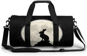 Rabbit Hare Animal Full Moon Gym Bag Print Duffle Bag Weekender Travel Overnight Bag Sports Bag for Men Women Gym Swimming Yoga