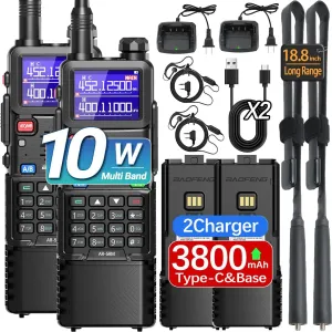 Radio Ham Radio Long Range AR-5RM Walkie Talkies Handheld 5RM Two Way Radio with NOAA Weather Receive,3800mAh Extend Battery,Copy Frequency,USB-C Charger for Camping Survival Gear,2Pack