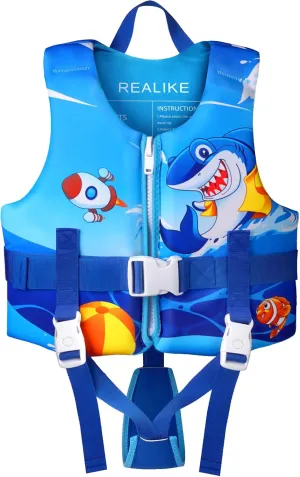 REALIKE Kids Swim Vest Toddler Floaties Adjustable Safety Strap Swimming Aids for Toddlers Children Float Swimsuit, Suitable for Age 2-10 Years/22-88lbs