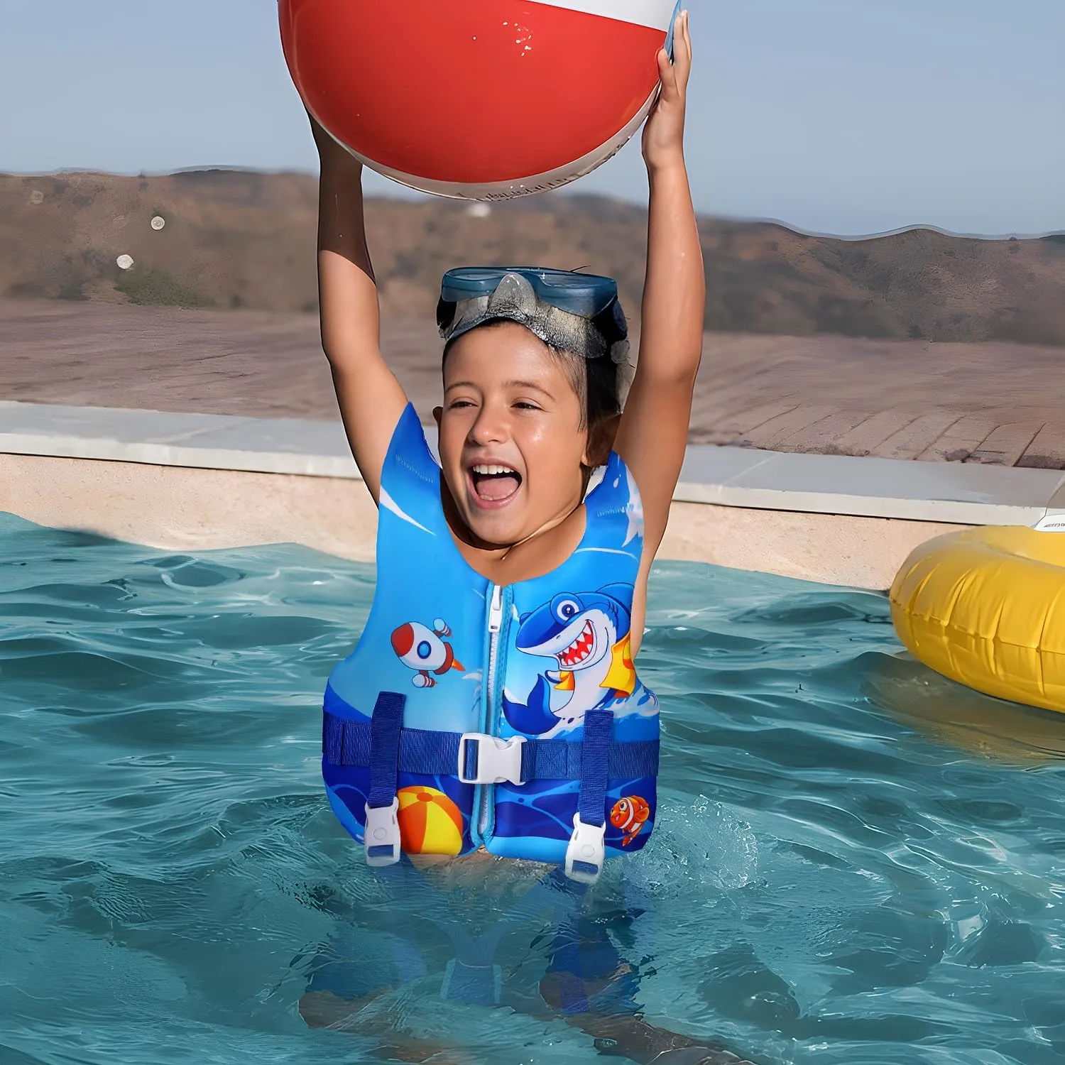REALIKE Kids Swim Vest Toddler Floaties Adjustable Safety Strap Swimming Aids for Toddlers Children Float Swimsuit, Suitable for Age 2-10 Years/22-88lbs