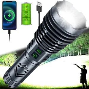Rechargeable Flashlights,Super Bright Led Flashlight,Tactical Powerful Waterproof Handheld Flashlights with Zoomable 6 Modes,Output Funtion & 24h Long Life for Emergencies Camping