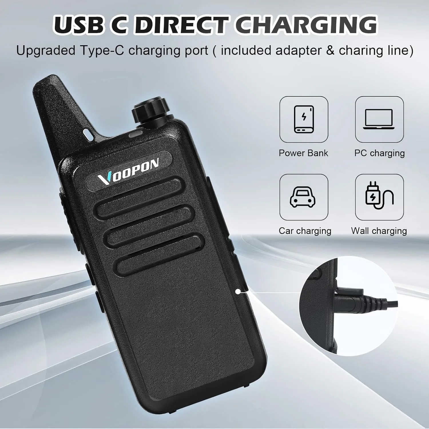 Rechargeable Walkie Talkies for Adults 22 FRS Channels Two-Way Radios with Earpieces Long Range VOX Mini Transceivers for Business Company USB Charger for Camping Hiking Church Shop (2 Pack)