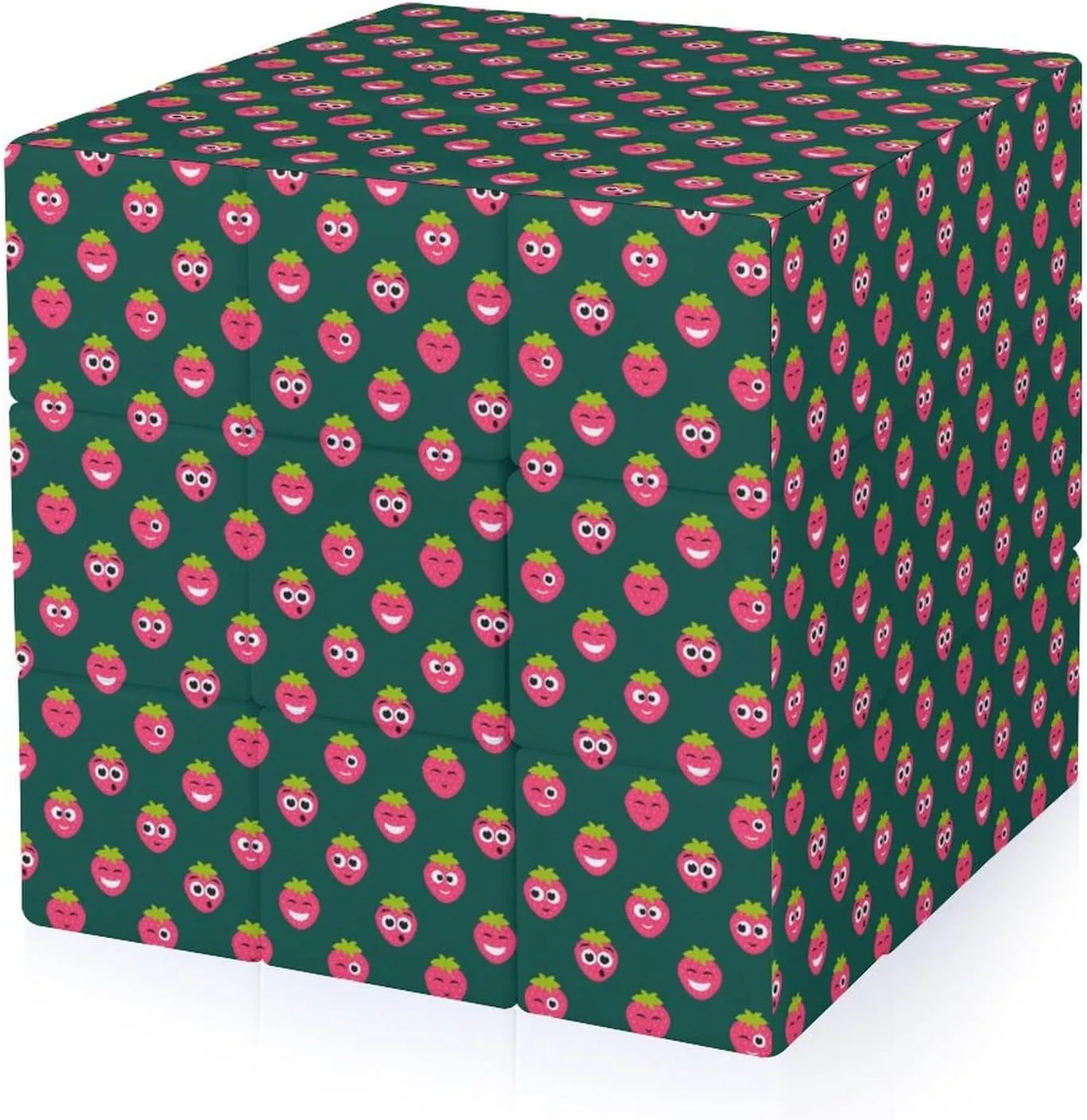 Red Strawberry Cute Faces Funny 3x3x3 Cube Smooth Lightweight Puzzle for Adult Graphic Printing Travel