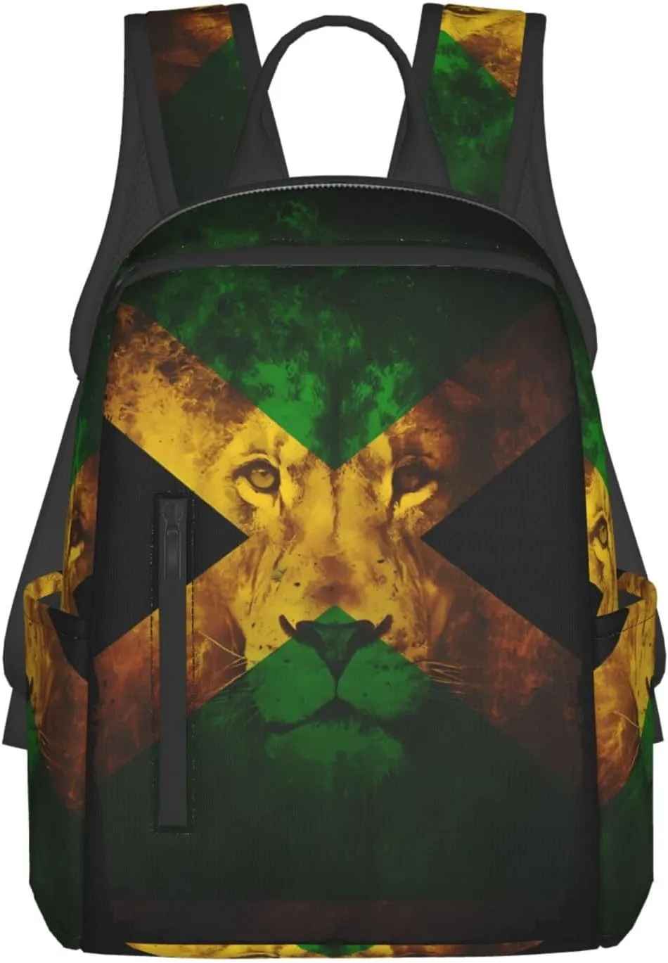 Reggae Music Lion Jamaican Flag Travel Backpacks Casual Laptop Backpack Sport Rucksack Large Capacity Daypack Multi-Pockets Adjustable Strap Bag for Working Hiking