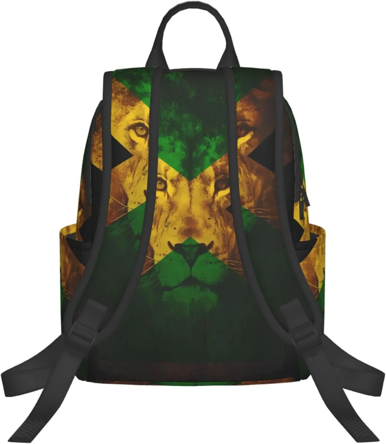 Reggae Music Lion Jamaican Flag Travel Backpacks Casual Laptop Backpack Sport Rucksack Large Capacity Daypack Multi-Pockets Adjustable Strap Bag for Working Hiking