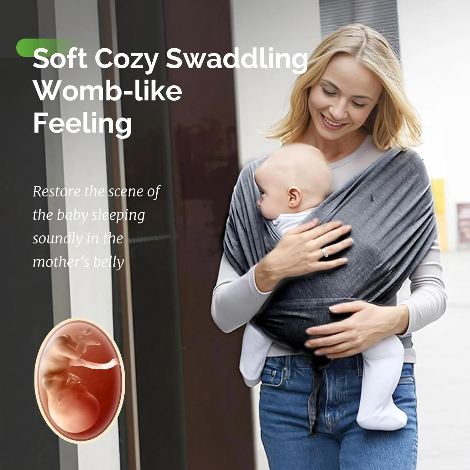 Reidio Baby Wrap Carrier Hands Free Baby Carrier Sling All in 1 Design Easy to Wear Soft & Stretchy Baby Carrier for Newborns to Toddlers 7-35 lbs (1#Black, M)