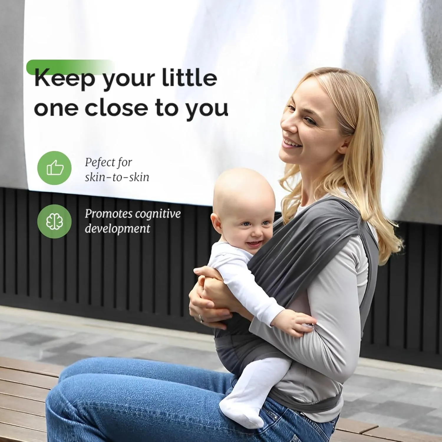 Reidio Baby Wrap Carrier Hands Free Baby Carrier Sling All in 1 Design Easy to Wear Soft & Stretchy Baby Carrier for Newborns to Toddlers 7-35 lbs (1#Black, M)