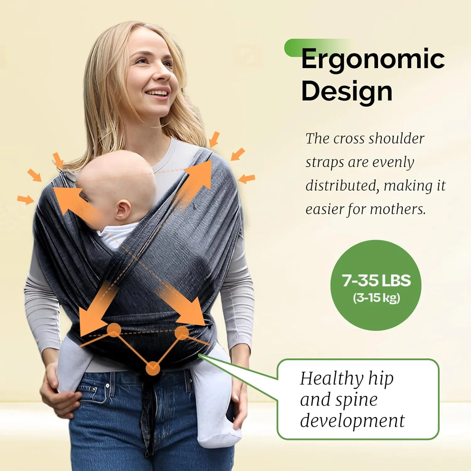 Reidio Baby Wrap Carrier Hands Free Baby Carrier Sling All in 1 Design Easy to Wear Soft & Stretchy Baby Carrier for Newborns to Toddlers 7-35 lbs (1#Black, M)