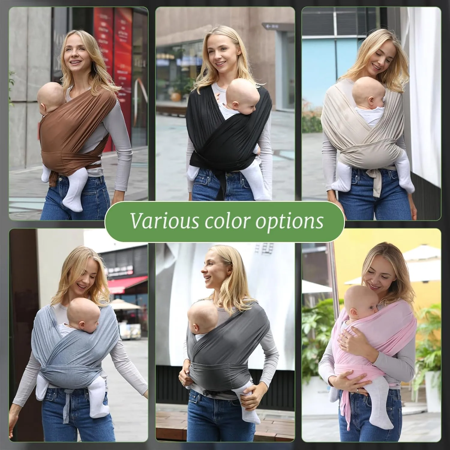 Reidio Baby Wrap Carrier Hands Free Baby Carrier Sling All in 1 Design Easy to Wear Soft & Stretchy Baby Carrier for Newborns to Toddlers 7-35 lbs (1#Black, M)