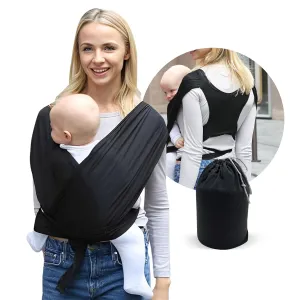 Reidio Baby Wrap Carrier Hands Free Baby Carrier Sling All in 1 Design Easy to Wear Soft & Stretchy Baby Carrier for Newborns to Toddlers 7-35 lbs (1#Black, M)