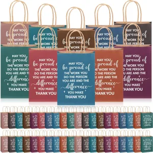 ReliThick 100 Pcs Employee Appreciation Gifts Bags Bulk May You Be Proud of The Work You Do Paper Bags Team Inspirational Gifts for Teachers Coworkers Volunteer Staff Nurses Week Appreciation(Retro)