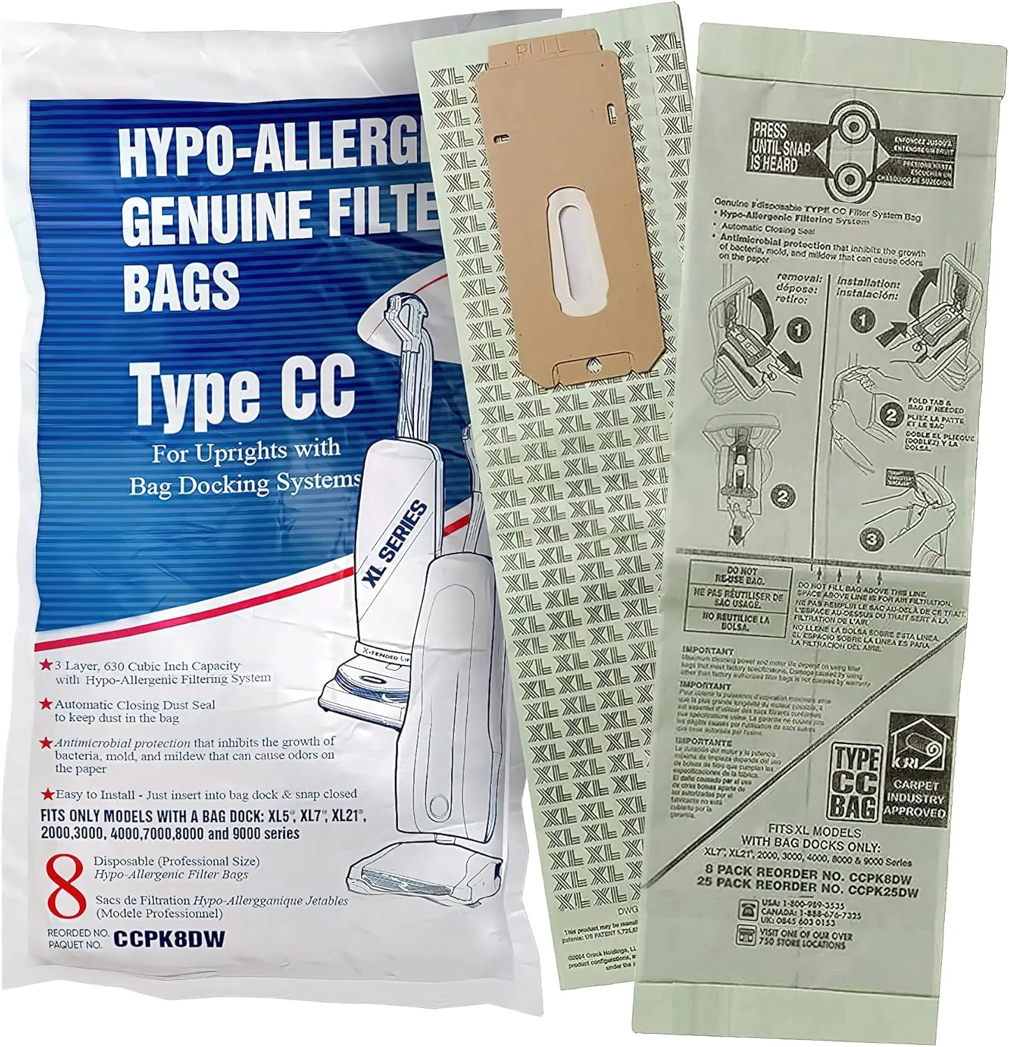 Replacement for Oreck Type CC CCPK8DW Vacuum Cleaner 8 Bags