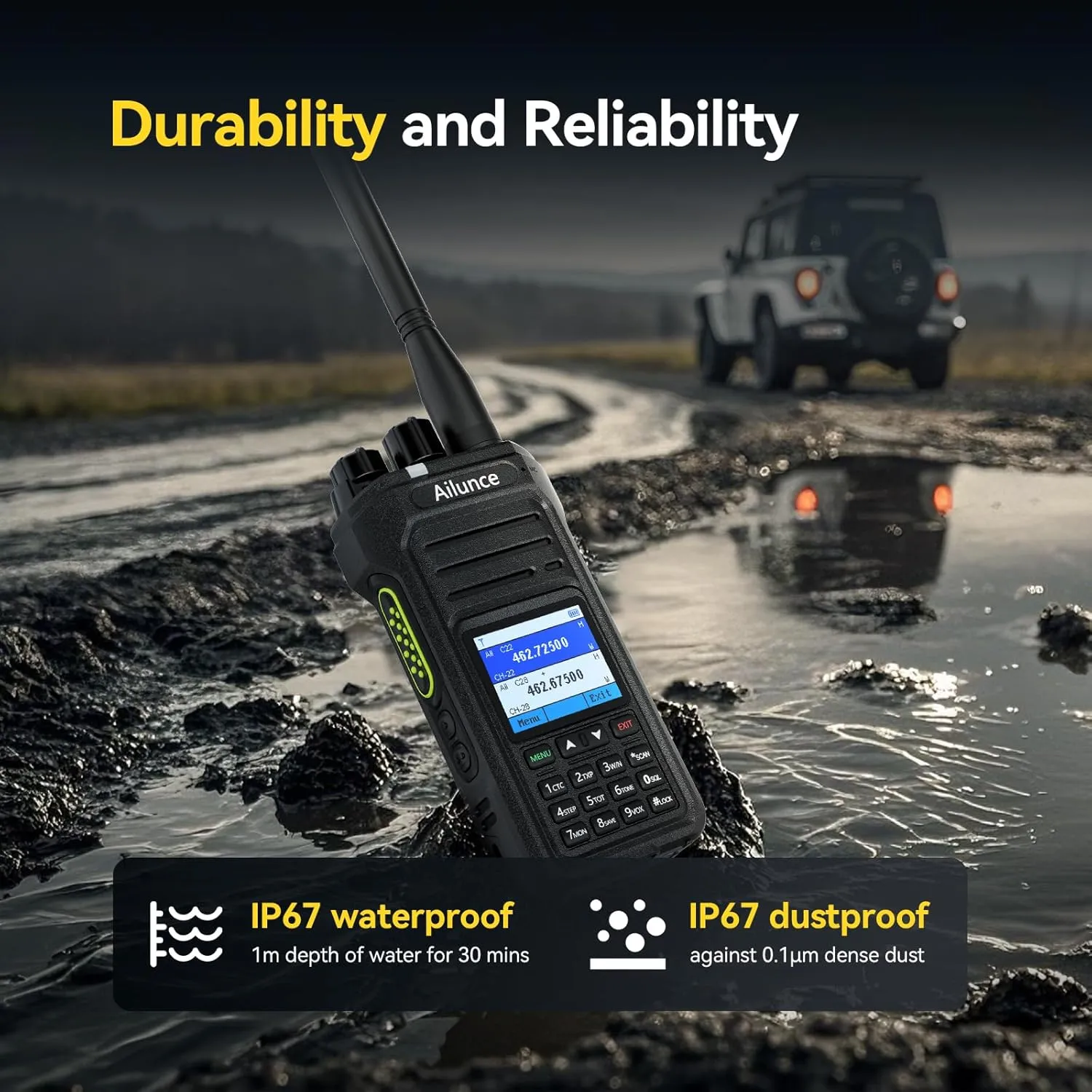 Retevis Ailunce HA1G GMRS Radio, GMRS Handheld Radio, IP67 Waterproof, NOAA, 2800mAh USB-C Charging Long Range Walkie Talkies for Outdoor(2 Pack)