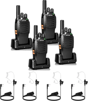 Retevis H-777 Walkie Talkies(4 Pack) with AI Active Noise Cancelling Two Way Radio Earpiece(4 Pack)，2 Way Radio Long Range, Handheld Two Way Radios for Adults, Short Antenna, LED Flashlight