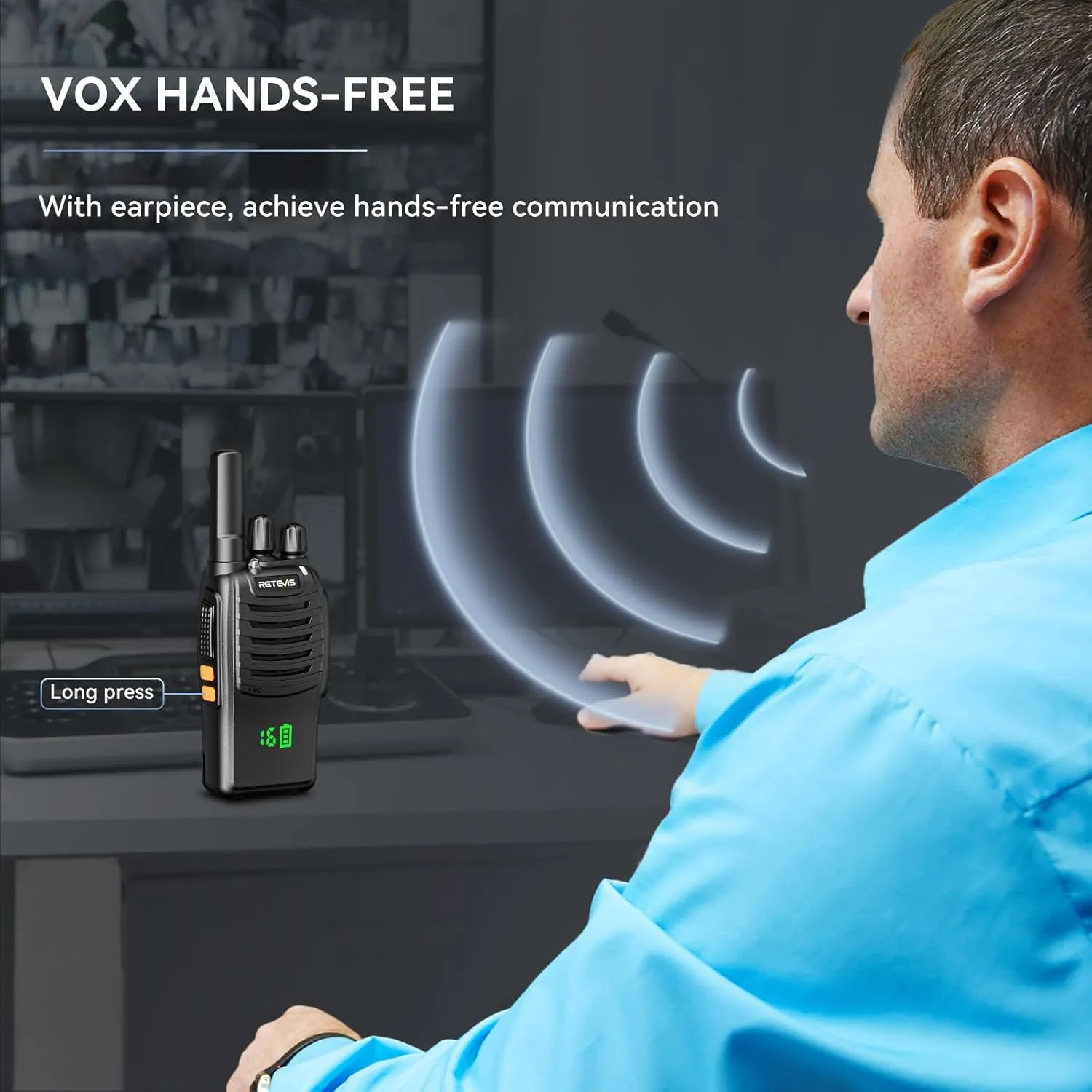 Retevis H-777H Walkie Talkies,Rechargeable Two Way Radio, Hidden Display,Channel Display,USB-C,Short Antenna,Handheld 2 Way Radio with Emergency Alarm for Business Education (10 Pack)
