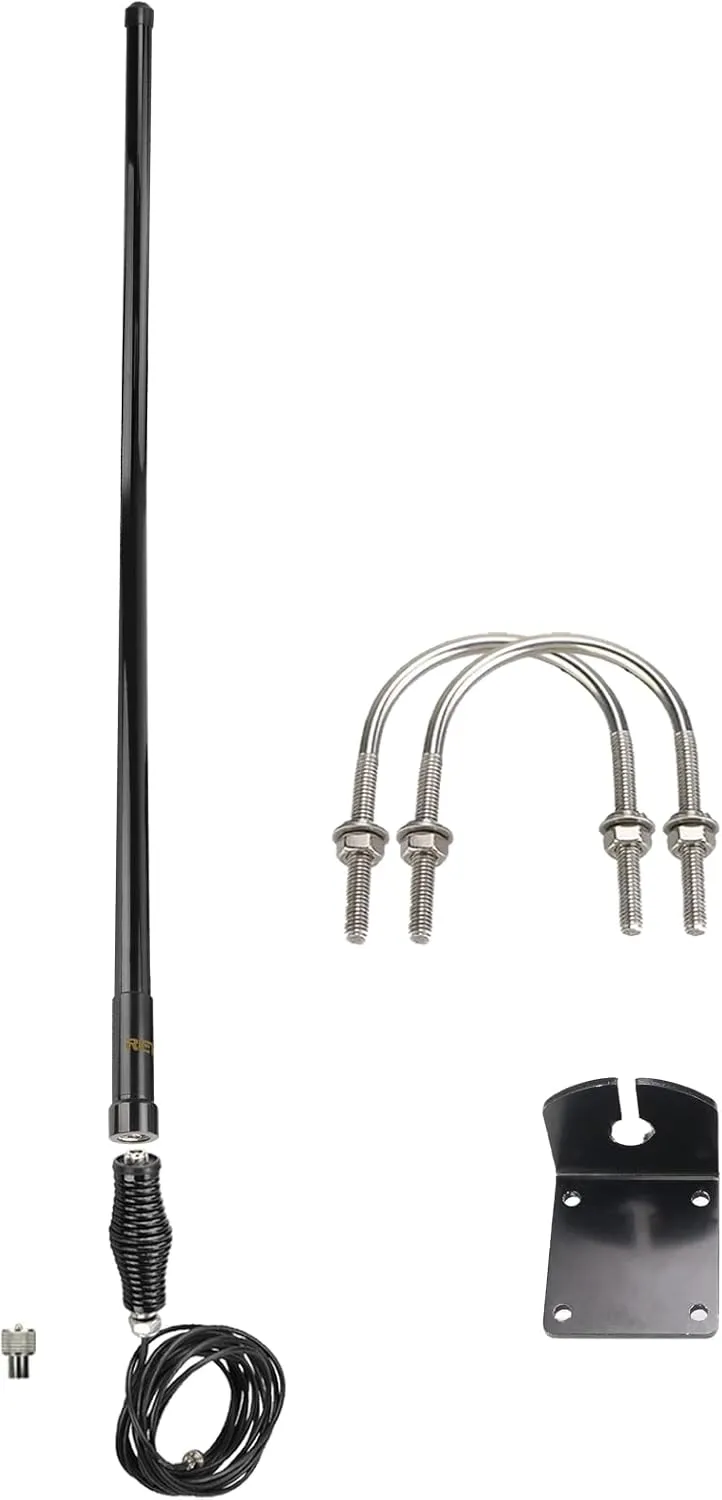 Retevis Heavy Duty Mobile Radio Antenna, Dual Band UHF/VHF Antenna, 48.2inch Fiberglass Antenna,Mount Bracket,Spring Base with 16ft RG-58U Coaxial Cable,Compatible with Midland Retevis RT95 RT98 Radio