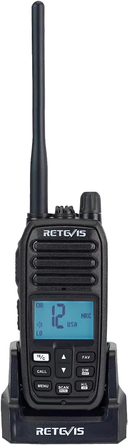 Retevis RM21 Handheld Marine Radio,IP67 Waterproof Floating Two Way Radio,Long Range,Noise Cancelling Mic,1800mAh,Backlit LCD Display,NOAA,International Channels,Coastal Boat Radio for Fishing(1 Pack)