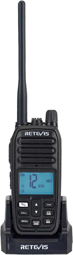 Retevis RM21 Handheld Marine Radio,IP67 Waterproof Floating Two Way Radio,Long Range,Noise Cancelling Mic,1800mAh,Backlit LCD Display,NOAA,International Channels,Coastal Boat Radio for Fishing(1 Pack)