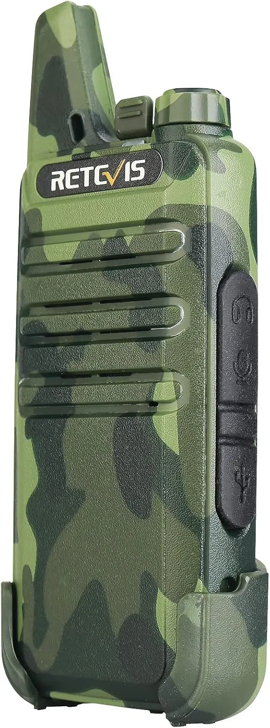 Retevis RT22 Walkie Talkies with Earpiece, Portable FRS Two-Way Radios, Camouflage, Compact, Lightweight, VOX Hands Free, Handheld 2 Way Radio with Headsets(10 Pack)