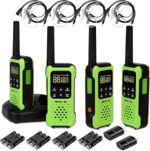 Retevis RT49P Waterproof Walkie Talkie, IP67 Portable FRS Two-Way Radios, Handheld Walkie Talkies Rechargeable Floatable, NOAA, Flashlight SOS, for Golf, Fishing, Hunting 4 Pcs