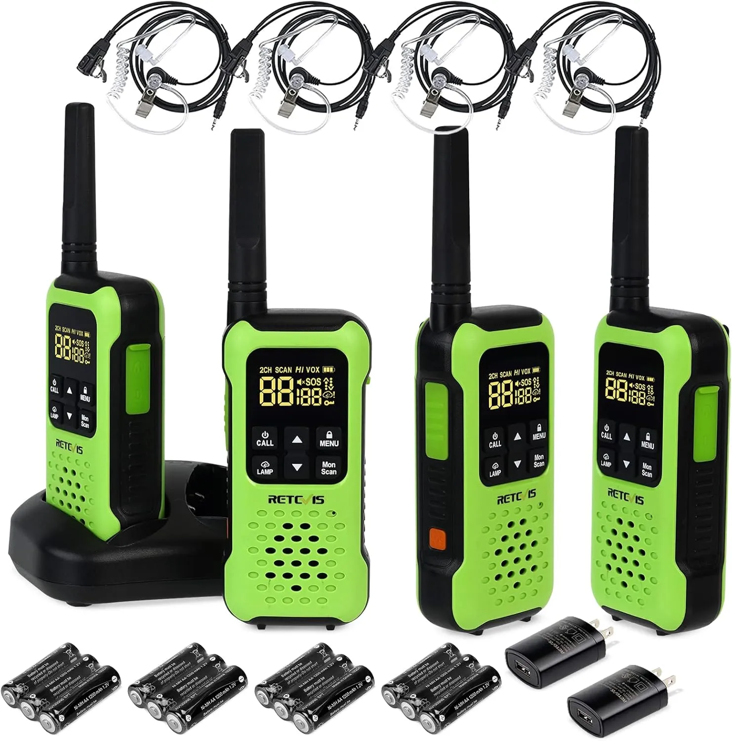 Retevis RT49P Waterproof Walkie Talkie, IP67 Portable FRS Two-Way Radios, Handheld Walkie Talkies Rechargeable Floatable, NOAA, Flashlight SOS, for Golf, Fishing, Hunting 4 Pcs