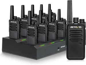 Retevis RT68 2 Way Radio, Long Range Walkie Talkies for Adults (10 Pack) with 10 Multi Way Charger, Easier Securer Charging, 1200mAh, Compact Handheld Two Way Radios Rechargeable for Industry