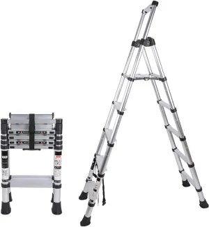 Retractable Folding Herringbone Ladder Multi-Functional Climbing Stairs Thickened Aluminum Alloy Lift Ladder (Size : 5-Step Ladder)