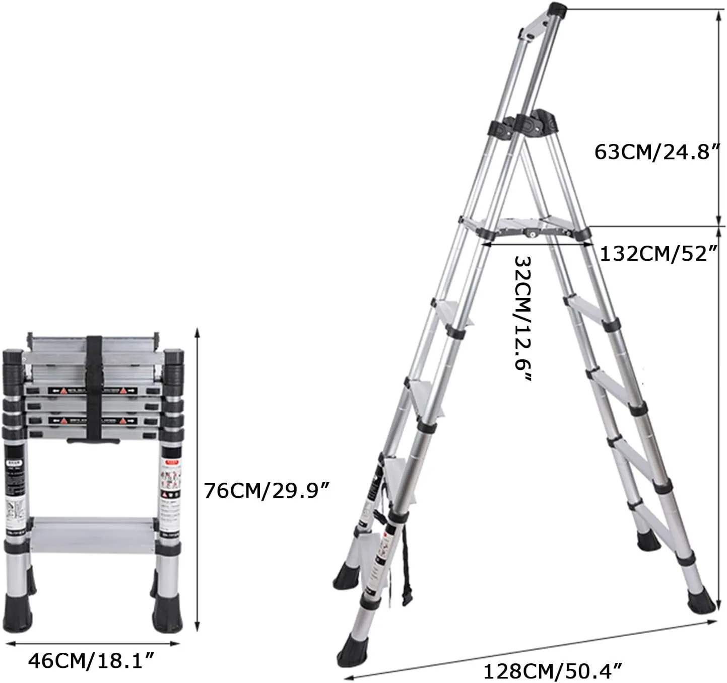 Retractable Folding Herringbone Ladder Multi-Functional Climbing Stairs Thickened Aluminum Alloy Lift Ladder (Size : 5-Step Ladder)