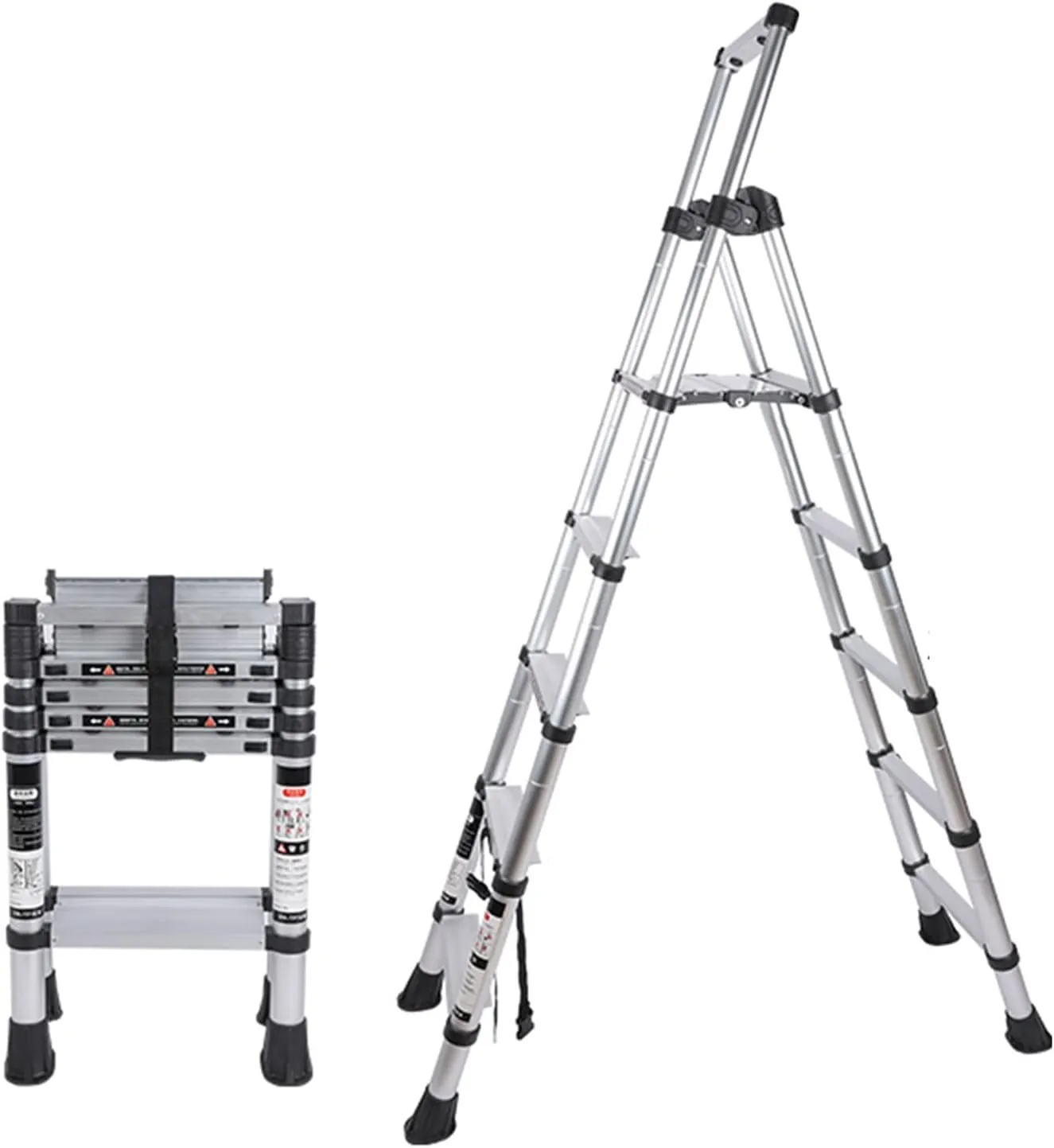 Retractable Folding Herringbone Ladder Multi-Functional Climbing Stairs Thickened Aluminum Alloy Lift Ladder (Size : 5-Step Ladder)
