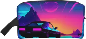 Retrowave pictures Print Large Capacity Cosmetic Organizer for Women and Men Portable Travel Makeup Pouch