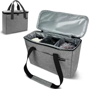 Reusable 3 Cups Drink Carrier for Delivery with Removable Dividers, Insulated Drink Caddy, Beverages Carrier Tote Bag for Take Out, Travel, Outdoors