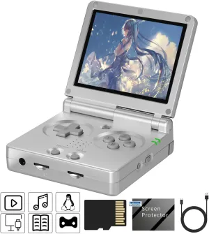 RG35XXSP Flip Retro Handheld Game Console ,3.5 Inch IPS Screen Linux System Built-in 64G TF Card 5532 Games Support 5G WiFi Bluetooth TV Output(Silver-New)