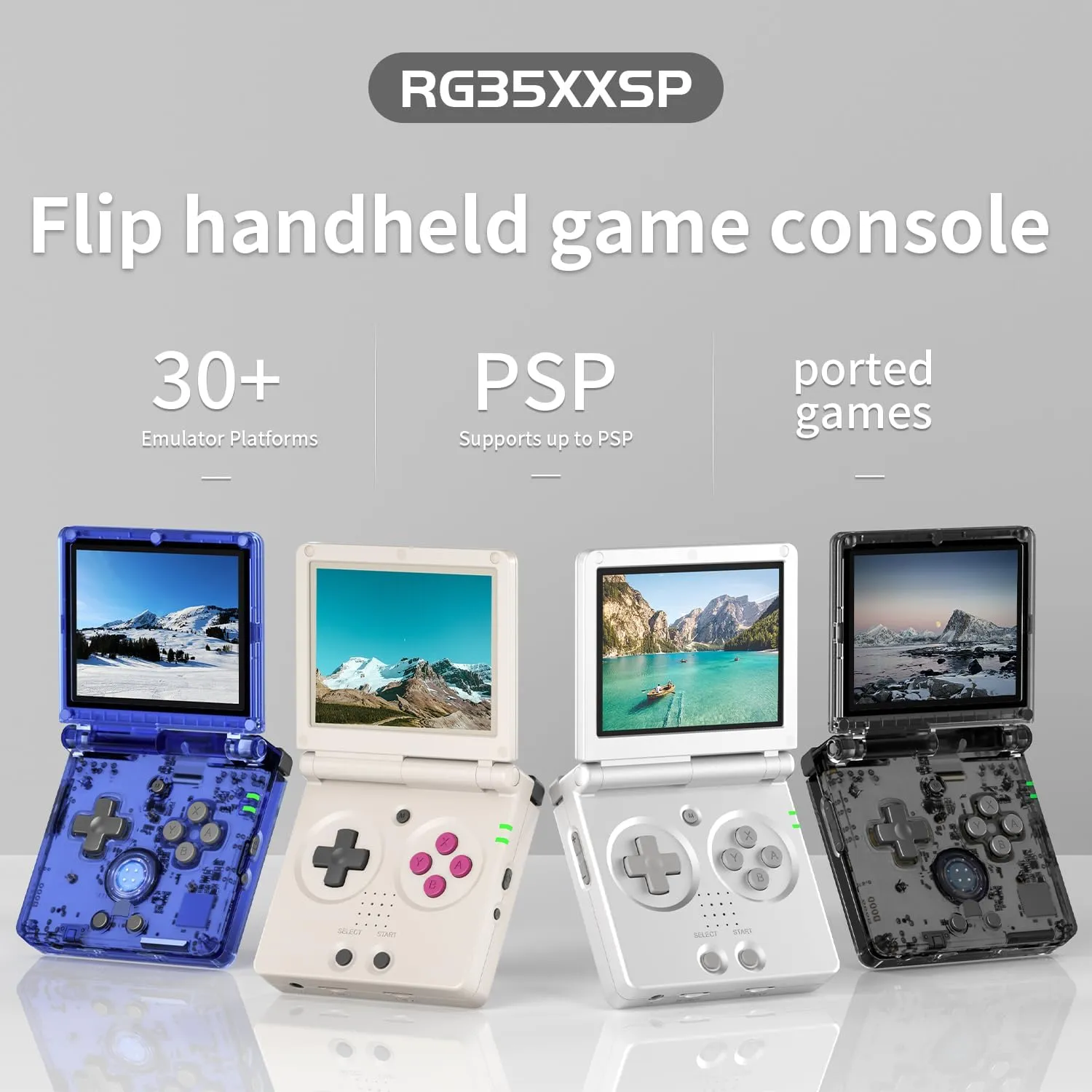 RG35XXSP Flip Retro Handheld Game Console ,3.5 Inch IPS Screen Linux System Built-in 64G TF Card 5532 Games Support 5G WiFi Bluetooth TV Output(Silver-New)
