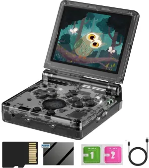 RG35XXSP Flip Retro Handheld Game Console ,3.5 Inch IPS Screen Linux System Built-in 64G TF Card 5532 Games Support 5G WiFi Bluetooth TV Output(Transparent Black-New)