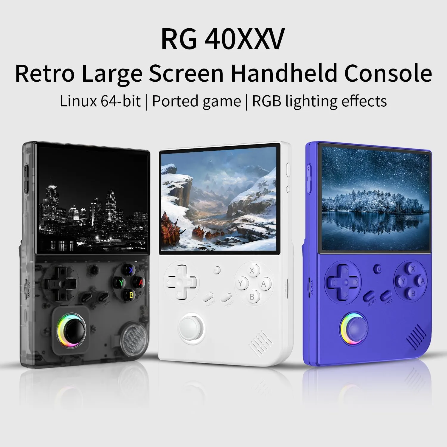 RG40XX V Handheld Game Consoles RG40XXV Retro Game Console Built-in 64G TF Card Preloaded Games 5000  RG 40XXV Portable Gaming Console Linux 64-bit Supports WiFi Bluetooth HD Output White