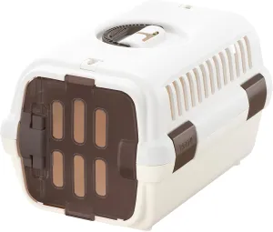 Richell: Pet Travel Carrier II - Small White - Dog & Cat Transporter, Collapsible Design for Storage, Small Pets Up to 11 lbs, Latches to Seat Belts