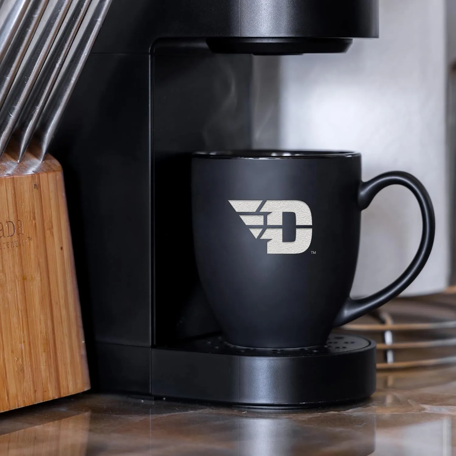 Rico Industries NCAA (D/E/F & G) Standard 15oz Laser Engraved Matte Black Ceramic Bistro Mug - For Hot or Cold Drinks