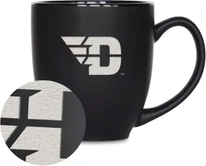 Rico Industries NCAA (D/E/F & G) Standard 15oz Laser Engraved Matte Black Ceramic Bistro Mug - For Hot or Cold Drinks