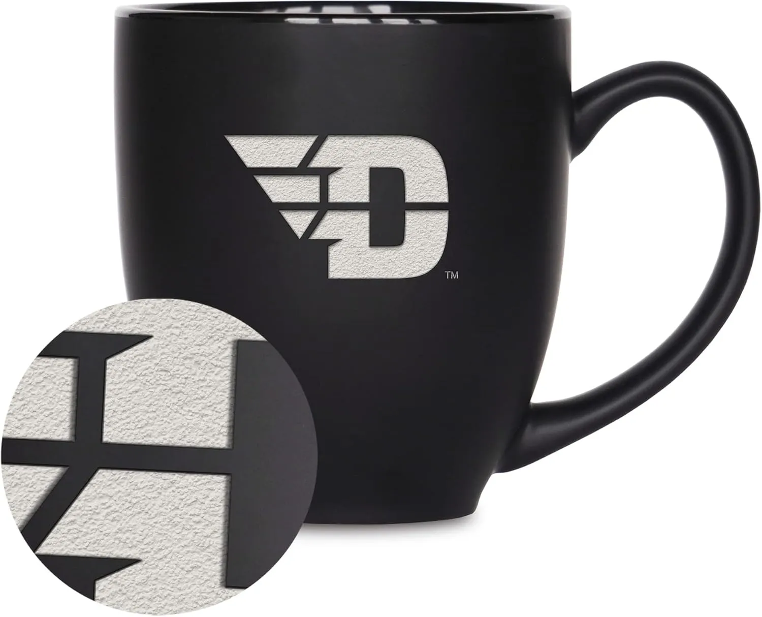 Rico Industries NCAA (D/E/F & G) Standard 15oz Laser Engraved Matte Black Ceramic Bistro Mug - For Hot or Cold Drinks