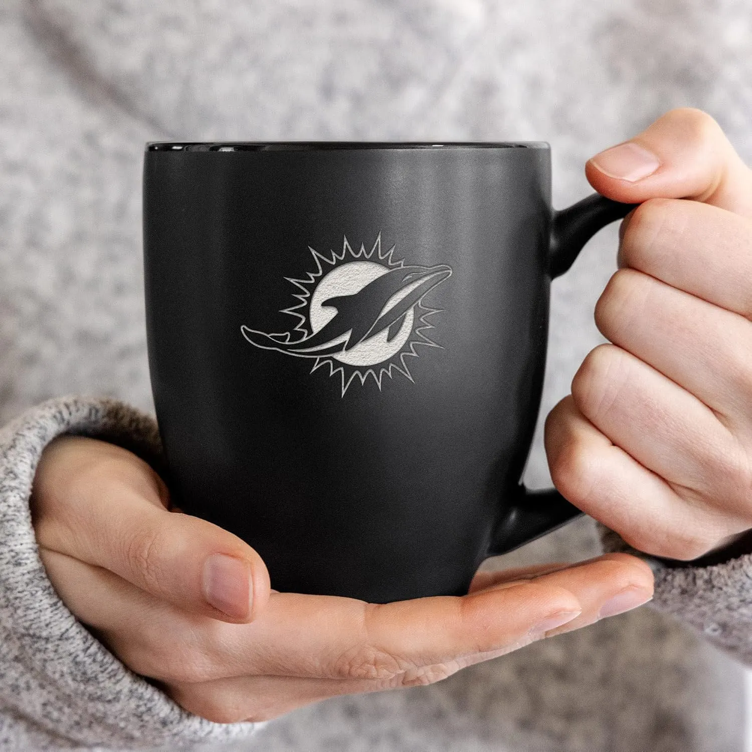 Rico Industries NFL Football 15oz Matte Black Bistro Mug - For Hot or Cold Drinks - Team Logo Etched For Unique Feel