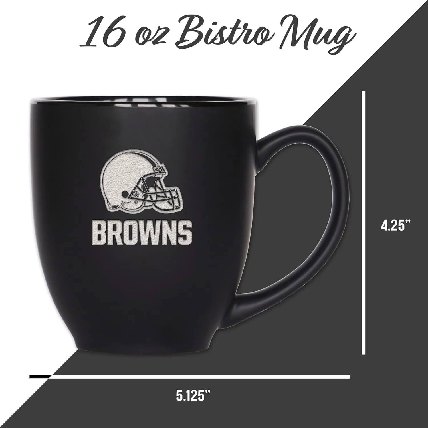 Rico Industries NFL Football 15oz Matte Black Bistro Mug - For Hot or Cold Drinks - Team Logo Etched For Unique Feel