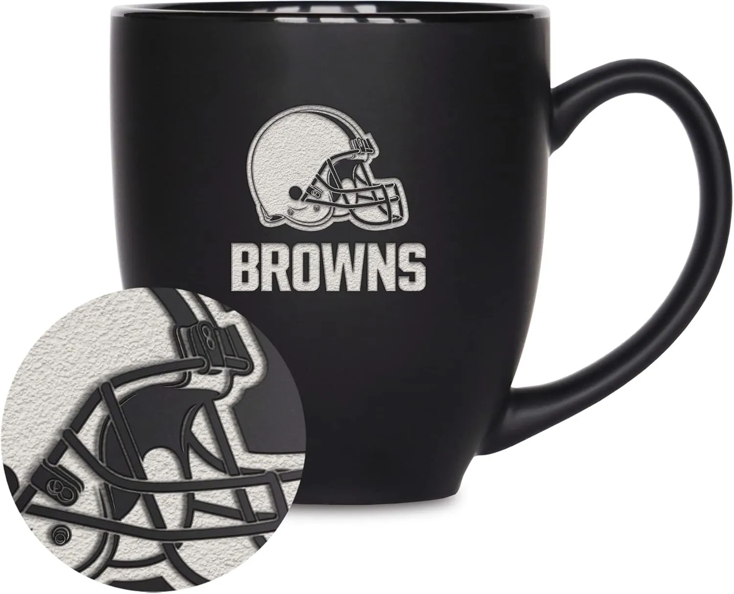 Rico Industries NFL Football 15oz Matte Black Bistro Mug - For Hot or Cold Drinks - Team Logo Etched For Unique Feel