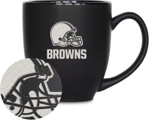 Rico Industries NFL Football 15oz Matte Black Bistro Mug - For Hot or Cold Drinks - Team Logo Etched For Unique Feel