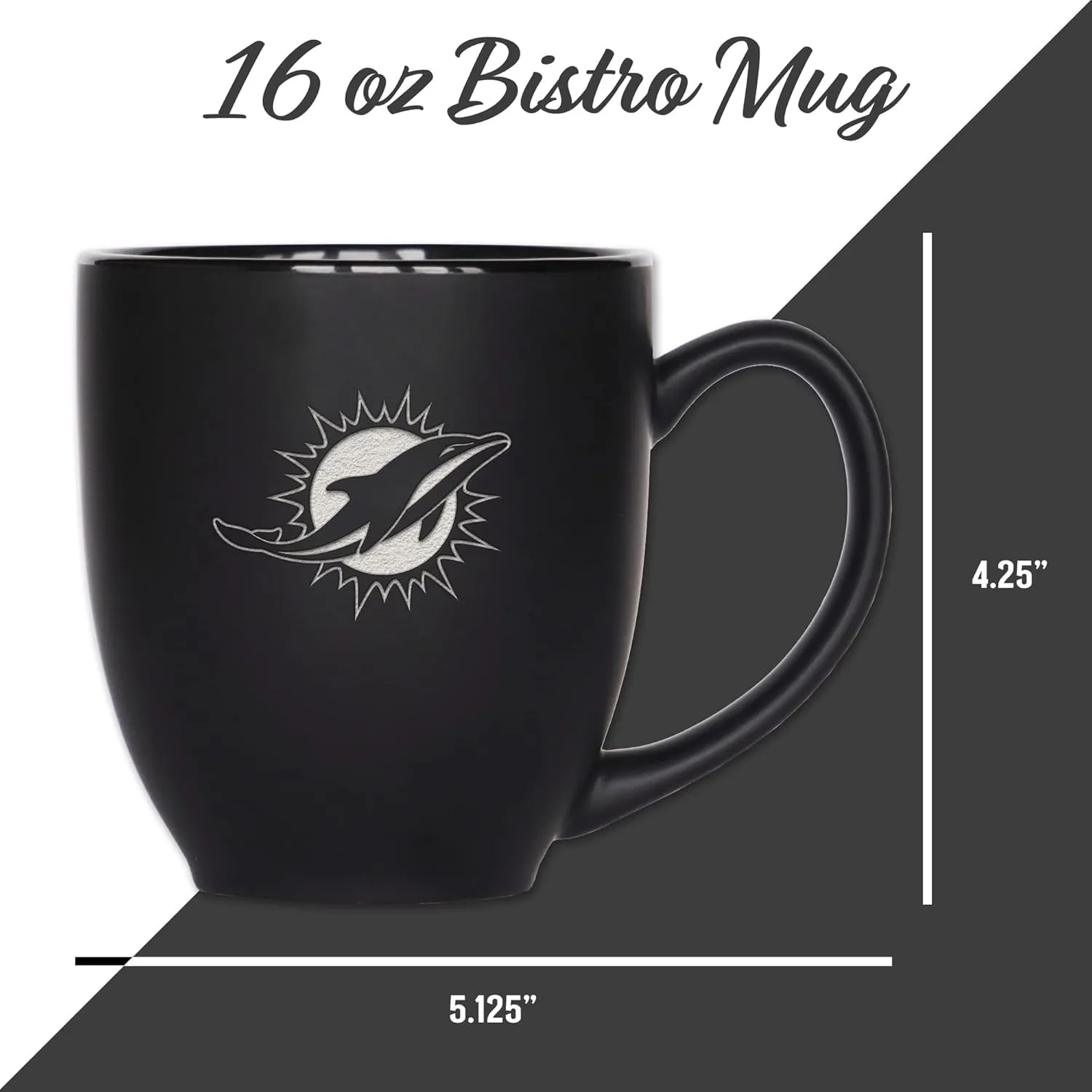 Rico Industries NFL Football 15oz Matte Black Bistro Mug - For Hot or Cold Drinks - Team Logo Etched For Unique Feel