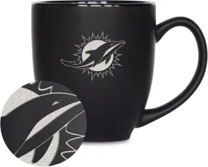 Rico Industries NFL Football 15oz Matte Black Bistro Mug - For Hot or Cold Drinks - Team Logo Etched For Unique Feel