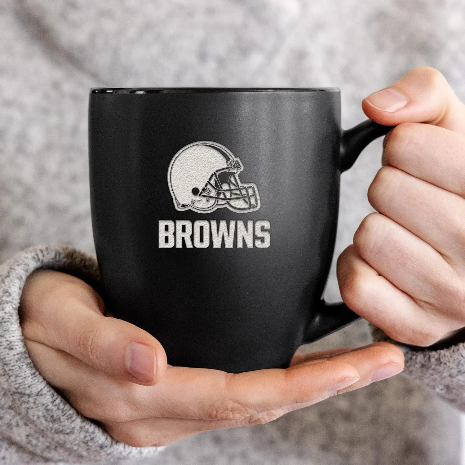 Rico Industries NFL Football 15oz Matte Black Bistro Mug - For Hot or Cold Drinks - Team Logo Etched For Unique Feel