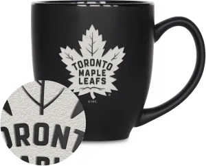 Rico Industries NHL Hockey 16oz Laser Engraved Matte Black Ceramic Bistro Mug - for Hot or Cold Drinks